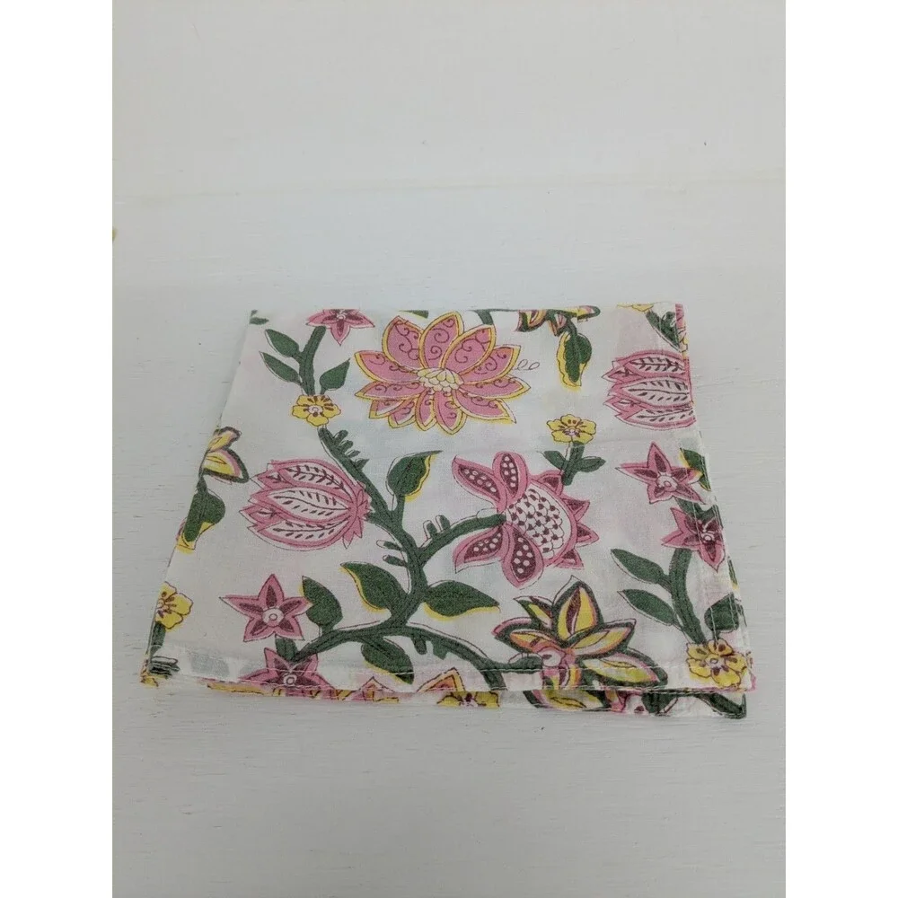 Vtg Floral Napkins Set (8) Block Print Boho Cottagecore Multi Patterns 15